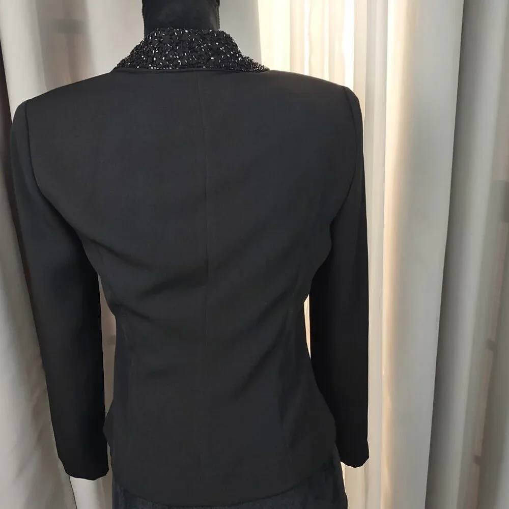 Jessica Howard Black Beaded Collar 2 Pc Pant Suit Formal Career Petite 4 - Picture 2 of 14